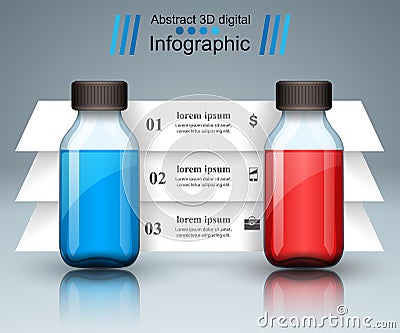 Business Infographics. Medicine bottles, Recipe icon. Vector Illustration