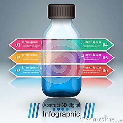 Business Infographics. Medicine bottles, Recipe icon. Vector Illustration