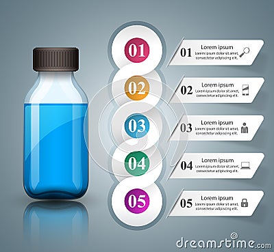 Business Infographics. Medicine bottles, Recipe icon. Vector Illustration