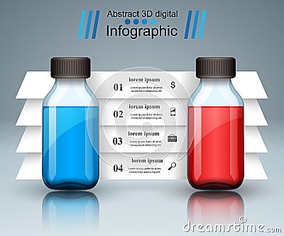 Business Infographics. Medicine bottles, Recipe icon. Vector Illustration