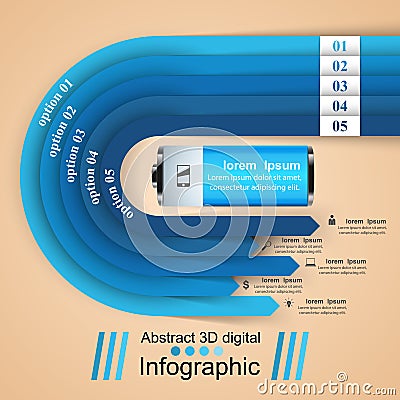 Business Infographics origami style Vector illustration. Battery Vector Illustration