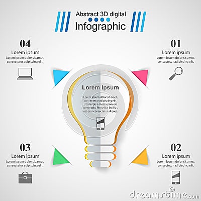 Business Infographics origami style Vector illustration. Bulb icon. Light icon. Vector Illustration