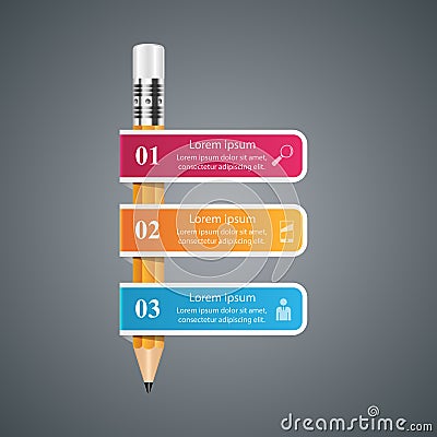 Business Infographics origami style Vector illustration. Pencil Vector Illustration