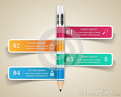 Business Infographics origami style Vector illustration. Pencil Vector Illustration