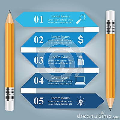 Business Infographics origami style Vector illustration. Pencil Vector Illustration