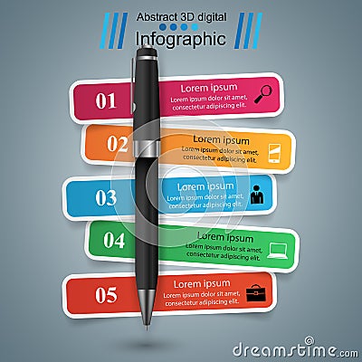 Business Infographics. Pen icon. Vector Illustration