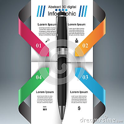 Business Infographics. Pen icon. Vector Illustration