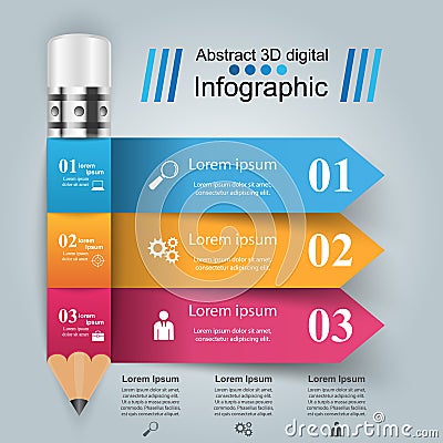 Business Infographics. Pencil icon. Vector Illustration