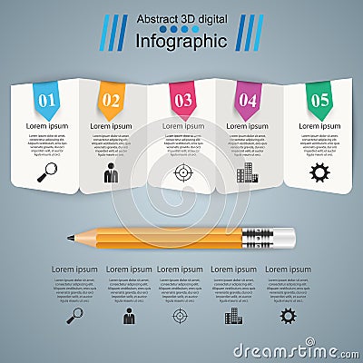 Business Infographics. Pencil icon. Vector Illustration