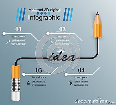 Business Infographics. Pencil icon. Idea illustration. Vector Illustration