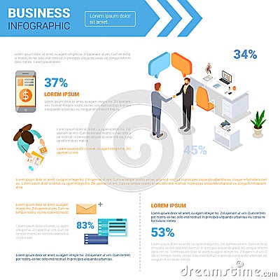 Business Infographics Set With Copy Space For Presentation Meeting Negotiation Concept Vector Illustration