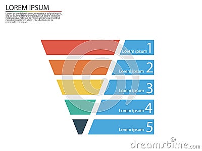 Business infographics with stages of a Sales Funnel Vector Illustration