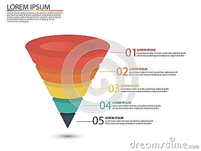 Business infographics with stages of a Sales Funnel Vector Illustration