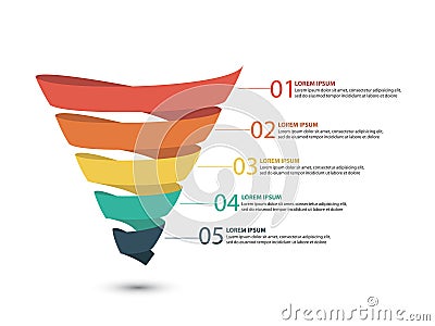 Business infographics with stages of a Sales Funnel Stock Photo