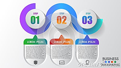 Business infographics 3 steps modern creative step by step can illustrate a strategy, workflow or team work. Vector Illustration