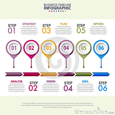 Business Infographics strategy timeline design template illustration. Vector Illustration