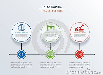 Business infographics template 3 data with circle. Can be used Vector Illustration