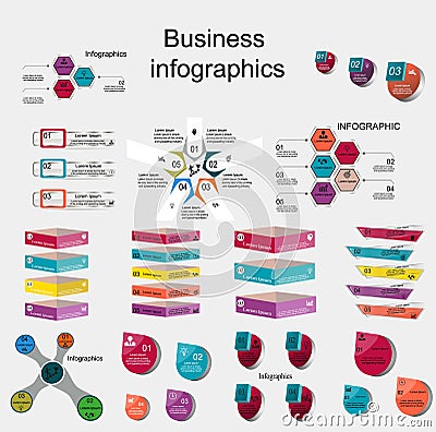 Business infographics in three four five six six stages Stock Photo