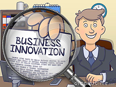 Business Innovation through Lens. Doodle Design. Stock Photo