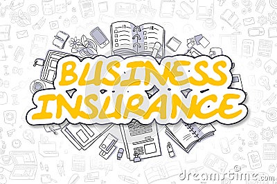 Business Insurance - Doodle Yellow Word. Business Concept. Stock Photo