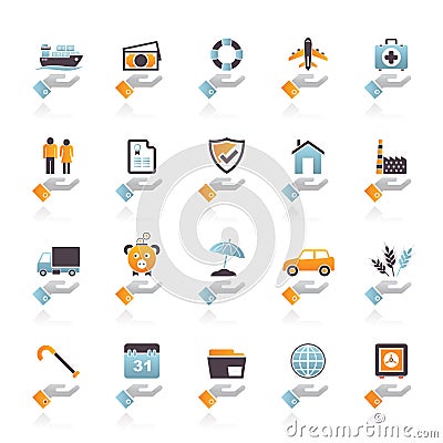 Business and insurance icons Vector Illustration