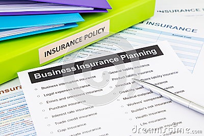 Business insurance planning checklist for risk management Stock Photo