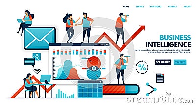 Business intelligence or BI to analyze need, desire & habit of consumer in using product for smart business. company 4.0 in future Vector Illustration