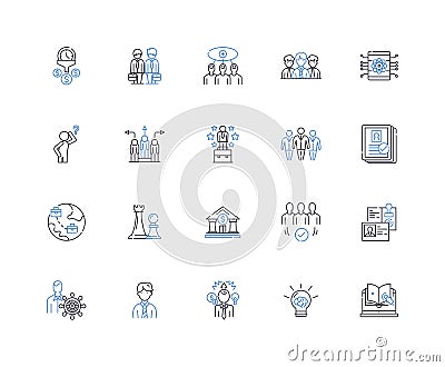 Business intelligence line icons collection. Analytics, Dashboards, Insights, Data, Visualization, Reports, Metrics Vector Illustration