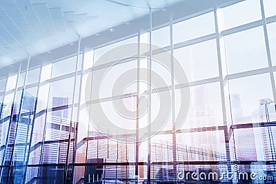 Business interior double exposure high tech Stock Photo