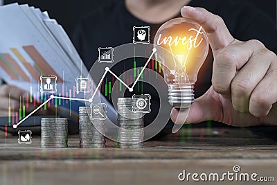 Business investment gains and growth in savings and invest Stock Photo