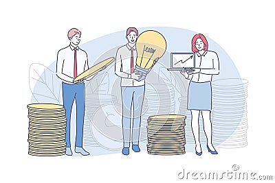 Business, investment, idea, profit, money, analysis, capital concept Vector Illustration