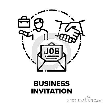Business Invitation To Job Vector Concept Black Illustrations Vector Illustration