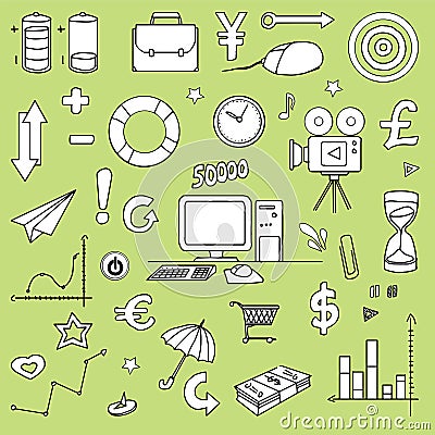 Business item set Vector Illustration