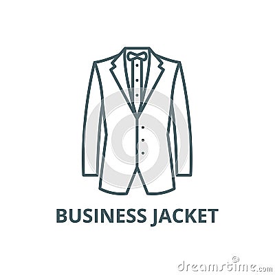 Business jacket line icon, vector. Business jacket outline sign, concept symbol, flat illustration Vector Illustration