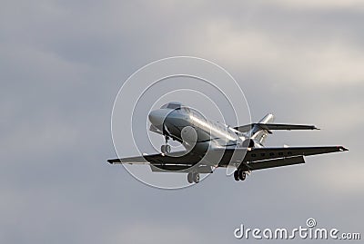 Business jet is landing Editorial Stock Photo