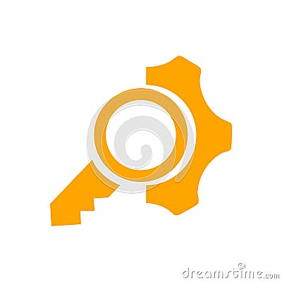 business keywords research analysis orange icon Cartoon Illustration