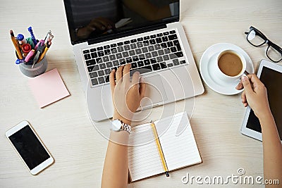 Business lady working on laptop Stock Photo