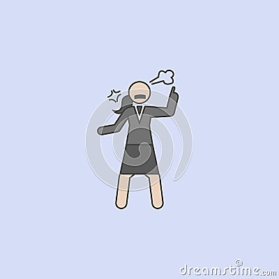 business lady raises her hands colored line icon. Simple colored element illustration. business lady raises hands outline symbol d Cartoon Illustration