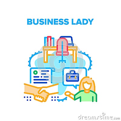 Business Lady Vector Concept Color Illustration Vector Illustration