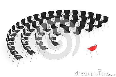 Business large meeting. Chairs arranging round with Boss Chair. Stock Photo