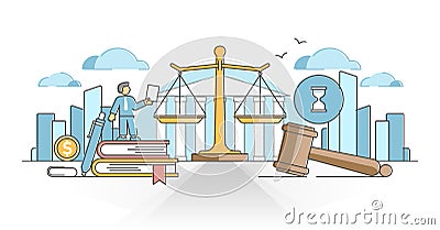 Business law with legal rules and rights regulation statement outline concept Vector Illustration