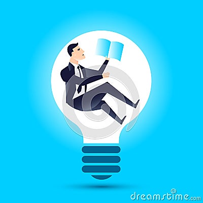 Business leader finance manager with lightbulb idea Vector Illustration