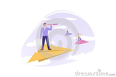 Business team, leadership, goal, motivation, business concept. Vector Illustration