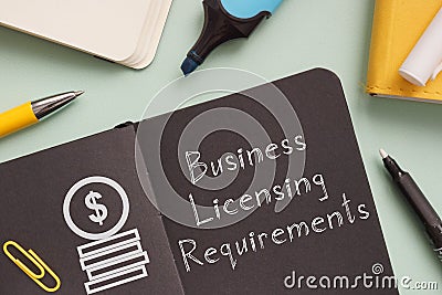 Business licensing requirements is shown on the photo using the text Stock Photo
