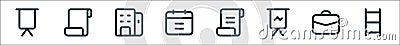 Business line icons. linear set. quality vector line set such as ladder, bag, presentation, list, calendar, office, document Vector Illustration