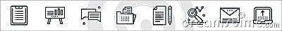 business line icons. linear set. quality vector line set such as laptop, message, search, document, folder, chat, presentation Vector Illustration