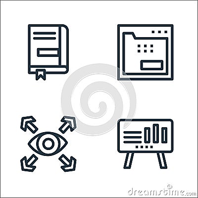 business line icons. linear set. quality vector line set such as presentation, vision, office material Vector Illustration