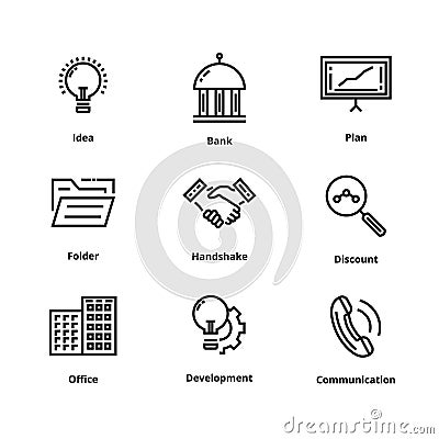 9 Business line icons Stock Photo