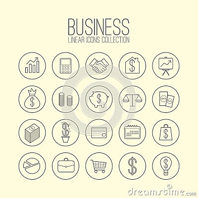 Business Linear Icons Vector Illustration