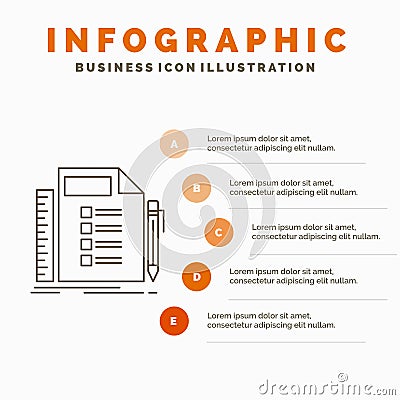 Business, list, plan, planning, task Infographics Template for Website and Presentation. Line Gray icon with Orange infographic Vector Illustration